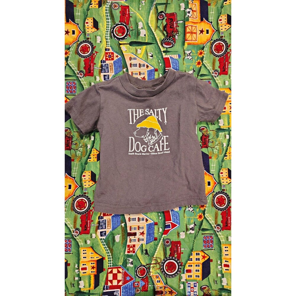 Gray The Salty Dog Cafe Dog Logo Graphic T-Shirt 6M Short Sleeve Crew
